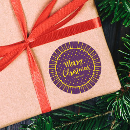 Levendige Paarse sterrencurst voor vrolijk kerstfe Ronde Sticker