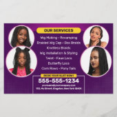 Levendige Paarse vlechten & pruiken haar vlechten  Flyer (Achterkant)