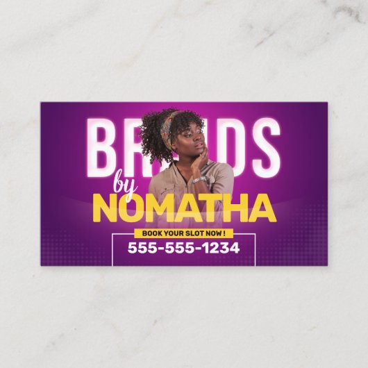 Levendige Paarse vlechten & pruiken haar vlechten  Visitekaartje (Voorkant)