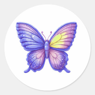 Levendige Paarse Vlinder Ballon Kunst Ronde Sticker