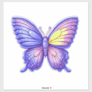 Levendige Paarse Vlinder Ballon Kunst Sticker