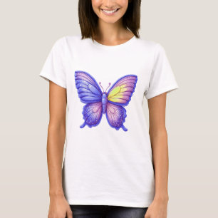 Levendige Paarse Vlinder Ballon Kunst T-shirt