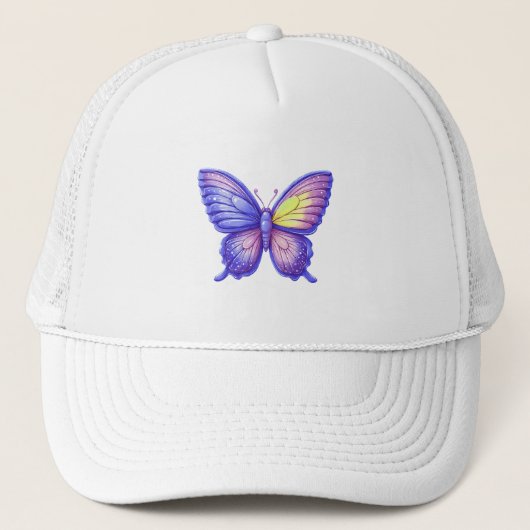 Levendige Paarse Vlinder Ballon Kunst Trucker Pet (Voorkant)