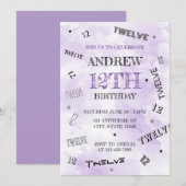 Levendige Paarse Waterverf 12e cijfers Verjaardag Kaart (Voorkant / Achterkant)