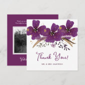 Levendige Paarse Waterverf bloemen Hartelijk dank Bedankkaart (Voorkant / Achterkant)