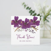 Levendige Paarse Waterverf bloemen Hartelijk dank Bedankkaart (Staand voorkant)