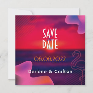 Levendige Paarse Zonsondergang Aangepaste Foto Save The Date