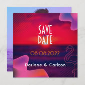 Levendige paarse zonsondergang op maat gemaakte fo save the date (Voorkant / Achterkant)