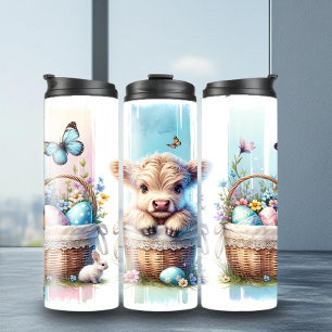 Levendige Paas Koe Brushstroke Tumbler Thermosbeker