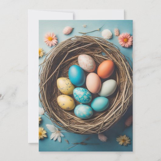 Levendige paasmand met decoratieve eieren feestdagenkaart (Voorkant)