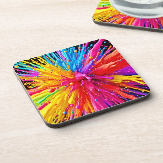 Levendige Paint Burst-energie Bier Onderzetter (Linkerzijde)