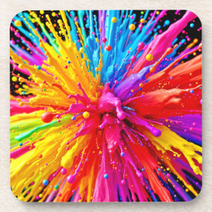 Levendige Paint Burst-energie Bier Onderzetter