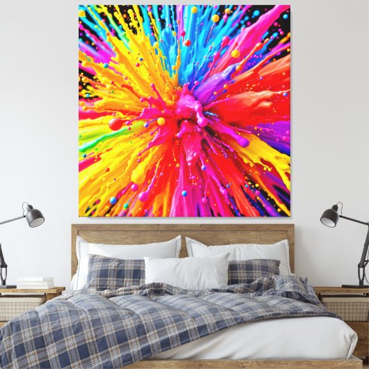 Levendige Paint Burst-energie Canvas Afdruk (Insitu (Slaapkamer))