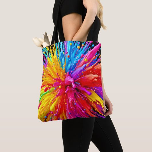 Levendige Paint Burst-energie Tote Bag (Dichtbij)