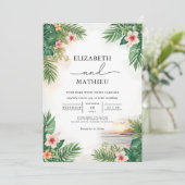 Levendige Palm Floral Arch Wedding Kaart (Staand voorkant)