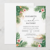 Levendige Palm Floral Arch Wedding Kaart (Voorkant / Achterkant)
