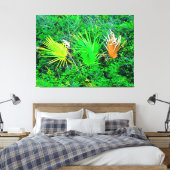 Levendige Palmbladeren Canvas Afdruk (Insitu (Slaapkamer))