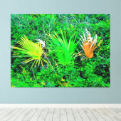 Levendige Palmbladeren Canvas Afdruk (Insitu (Houten vloer))