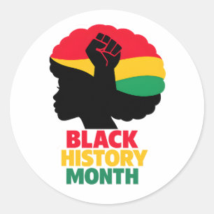 Levendige Pan-Afrikaanse Kleuren Afro Vrouw Silhou Ronde Sticker