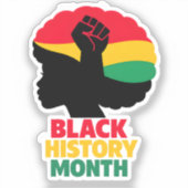 Levendige Pan-Afrikaanse Kleuren Afro Vrouw Silhou Sticker (Voorkant)