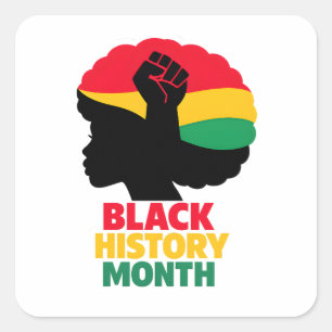Levendige Pan-Afrikaanse Kleuren Afro Vrouw Silhou Vierkante Sticker