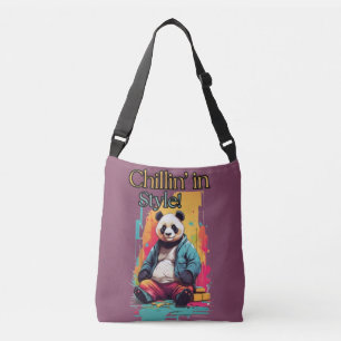 Levendige Panda Vibes Leuke illustratie Crossbody Tas