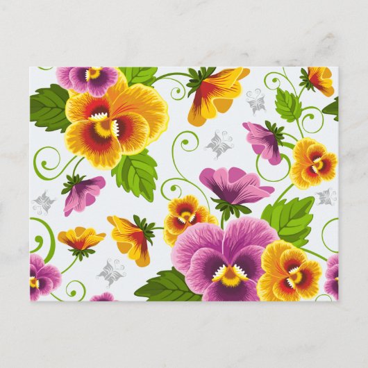 Levendige pannenkoeken bloemen briefkaart (Voorkant)
