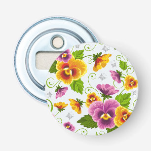Levendige pannenkoeken bloemen button flesopener