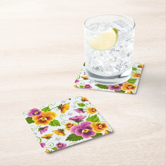 Levendige pannenkoeken bloemen kartonnen onderzetters (Insitu)