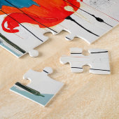 Levendige papaver in moderne Abstracte stijl Legpuzzel (Zijkant)