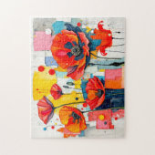 Levendige papaver in moderne Abstracte stijl Legpuzzel (Verticaal)