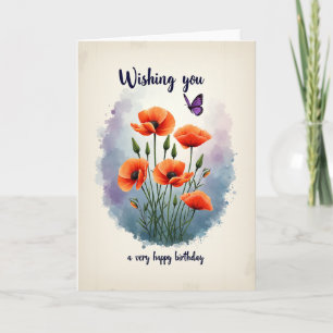 Levendige Papaver Kunst Verjaardagskaart Kaart