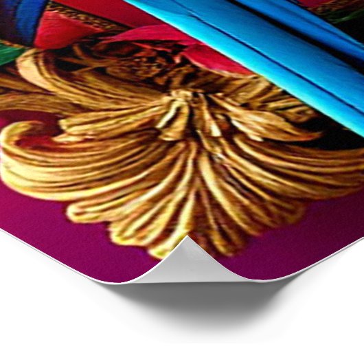 Levendige papegaai neergestreken op een tak poster (Hoek)