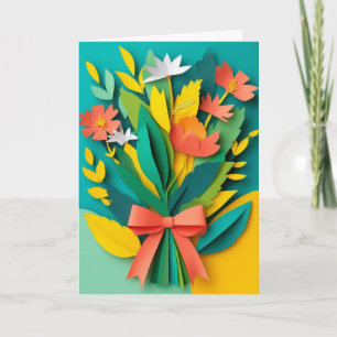 Levendige papieren bloemenboeket kaart