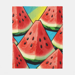 Levendige Partjes Watermeloen Pop Art Fleece Deken