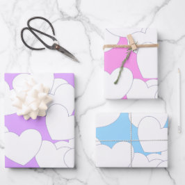 Levendige pasta-kleuren met een groot wit hart inpakpapier vel