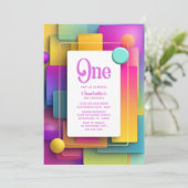 Levendige Pastel 1e Verjaardagsfeestje Kaart (Staand voorkant)