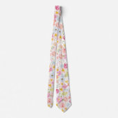 Levendige Pastel Bloemen Heren Zijden Das (Achterkant)
