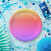 Levendige Pastel Gelukkige Verjaardag Papieren Bordje (Feest)