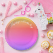 Levendige Pastel Gelukkige Verjaardag Papieren Bordje (Feest)