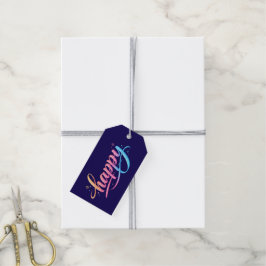 Levendige Pastel Gradiënt HAPPY Typografie - Moder Cadeaulabel
