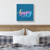 Levendige Pastel Gradiënt HAPPY Typografie - Moder Canvas Afdruk (Insitu (Slaapkamer))