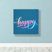Levendige Pastel Gradiënt HAPPY Typografie - Moder Canvas Afdruk (Insitu (Houten vloer))