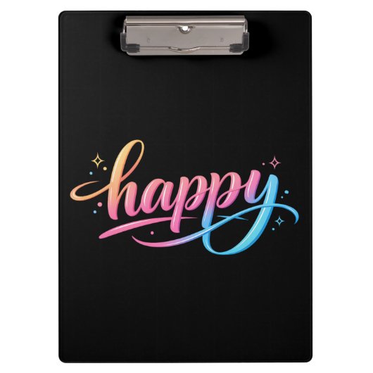 Levendige Pastel Gradiënt HAPPY Typografie - Moder Klembord (Voorkant)