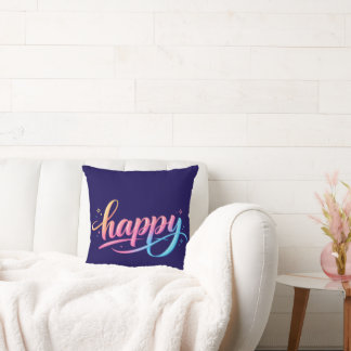 Levendige Pastel Gradiënt HAPPY Typografie - Moder Kussen