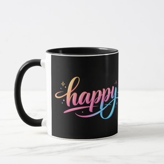 Levendige Pastel Gradiënt HAPPY Typografie - Moder Mok (Links)