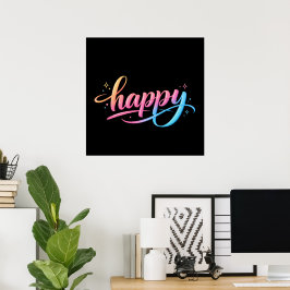 Levendige Pastel Gradiënt HAPPY Typografie - Moder Poster