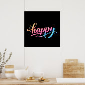 Levendige Pastel Gradiënt HAPPY Typografie - Moder Poster (Keuken)