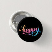 Levendige Pastel Gradiënt HAPPY Typografie - Moder Ronde Button 3,2 Cm (Voorkant /achterkant)