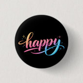 Levendige Pastel Gradiënt HAPPY Typografie - Moder Ronde Button 3,2 Cm (Voorkant)